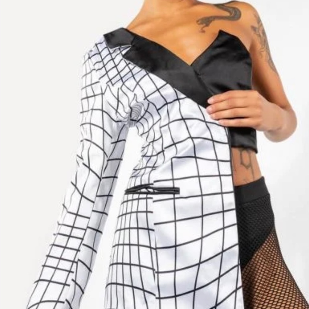 OFF THE GRID ONE SHOULDER BUSTIER BLAZER